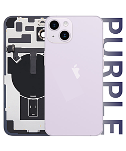 iPhone 14 Plus Back Glass - Steel Plate With Wireless NFC Charging Flex, MagSafe Magnet & Flashlight Flex Purple (Premium Aftermarket)(Complete)
