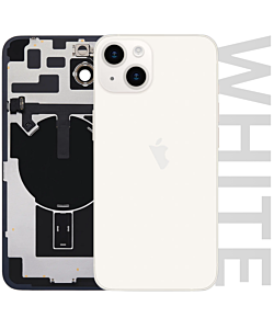 iPhone 14 Plus Back Glass - Steel Plate With Wireless NFC Charging Flex, MagSafe Magnet & Flashlight Flex White (Pull Out)(Complete)
